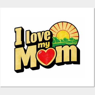 I love my mom, fun heart and sunrise print shirt Posters and Art